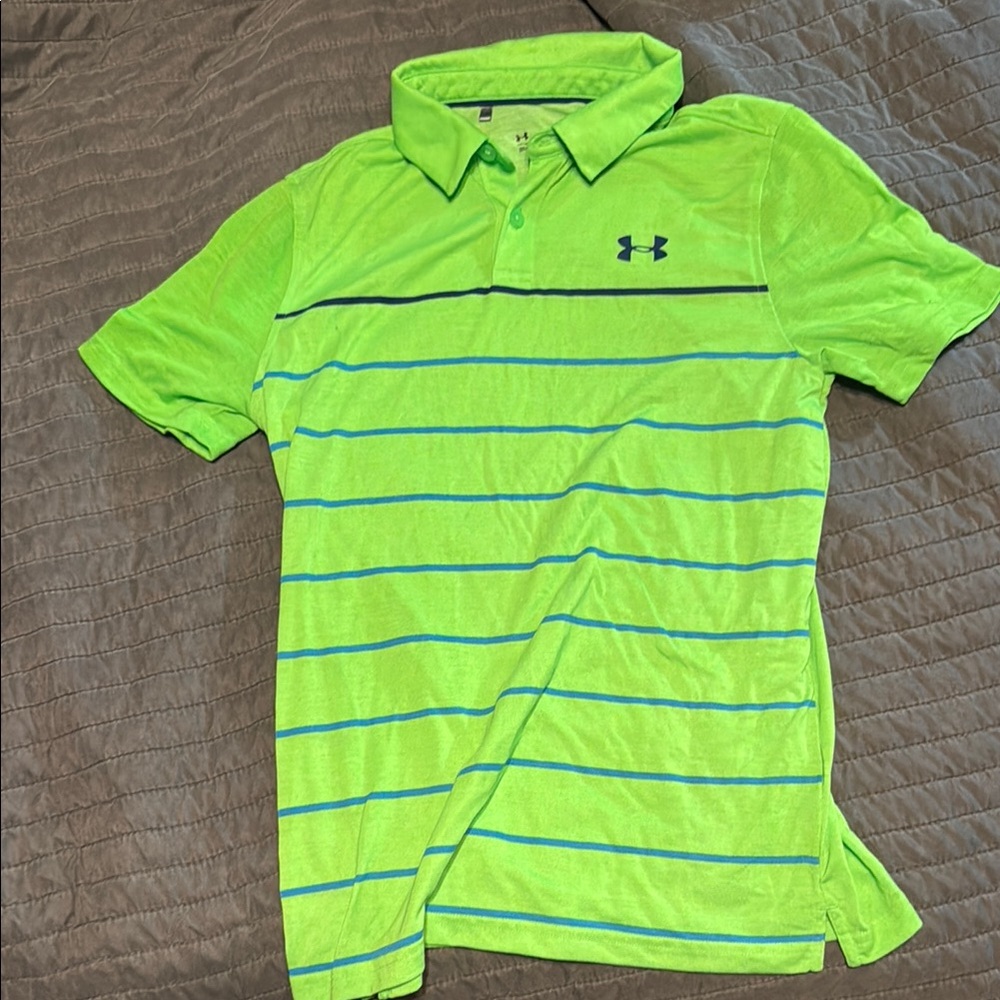 Under Armour Green Striped Polo Shirt